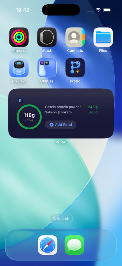Home screen widget with protein progress